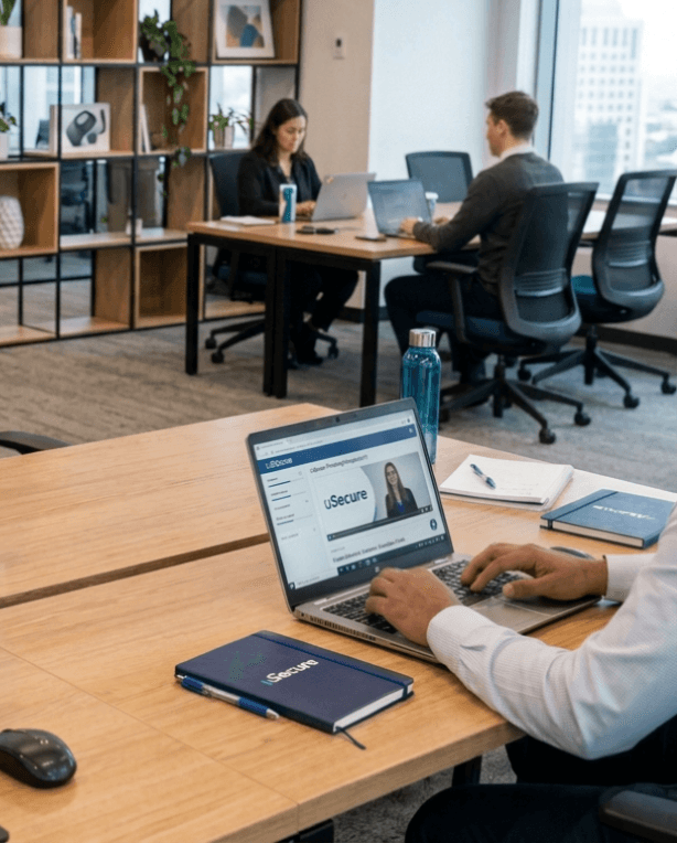 Des employés effectuent une formation de sensibilisation à la cybersécurité en ligne